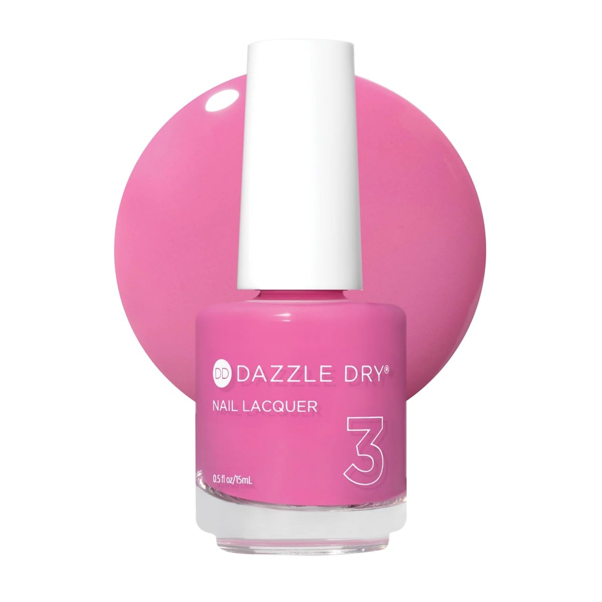 Dazzle Dry Nail Lacquer (Step 3) - Cherry Parfait - Medium Bright Pink with Raspberry Undertones, Full Coverage Cream, 0.5 fl oz Avelisse