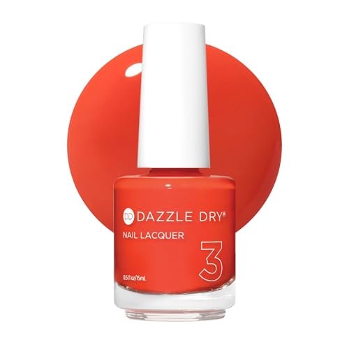 Dazzle Dry Nail Lacquer (Step 3) - Red Hot Chili - Bright Orangey Red Cream Nail Polish - 0.5 fl oz Avelisse