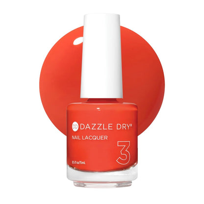 Dazzle Dry Nail Lacquer (Step 3) - Red Hot Chili - Bright Orangey Red Cream Nail Polish - 0.5 fl oz Avelisse
