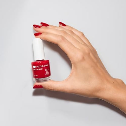 Dazzle Dry Nail Lacquer (Step 3) - Rapid Red - Full Coverage Classic True Red, 0.5 fl oz Avelisse