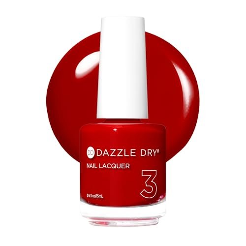 Dazzle Dry Nail Lacquer (Step 3) - Rapid Red - Full Coverage Classic True Red, 0.5 fl oz Avelisse