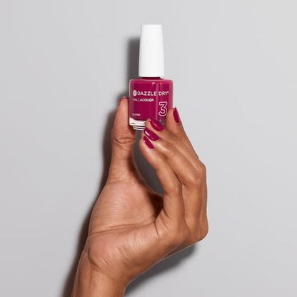 Dazzle Dry Nail Lacquer (Step 3) - Raspberry Rush - Long-Lasting Vegan Nail Polish, 0.5 fl oz Avelisse