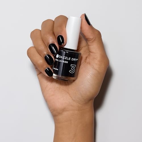 Dazzle Dry Nail Lacquer (Step 3) - Midnight Express - Blackest Black Cream Nail Polish, 0.5 fl oz Avelisse