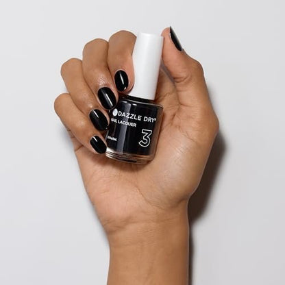 Dazzle Dry Nail Lacquer (Step 3) - Midnight Express - Blackest Black Cream Nail Polish, 0.5 fl oz Avelisse