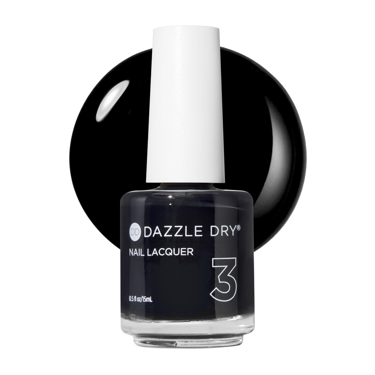 Dazzle Dry Nail Lacquer (Step 3) - Midnight Express - Blackest Black Cream Nail Polish, 0.5 fl oz Avelisse