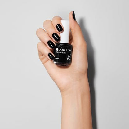 Dazzle Dry Nail Lacquer (Step 3) - Midnight Express - Blackest Black Cream Nail Polish, 0.5 fl oz Avelisse