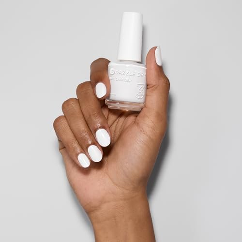 Dazzle Dry Nail Lacquer (Step 3) - White Lightning - True Stark White Full Coverage Cream, 0.5 fl oz Avelisse