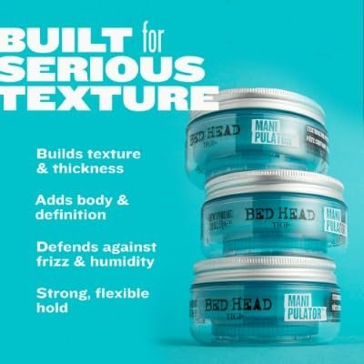 TIGI Bed Head Manipulator Hair Putty 3-Pack – Firm Hold Paste, Frizz Control, Anti-Humidity, Tropical Fruit Fragrance, 2.01 oz Each Avelisse