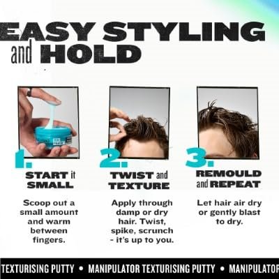 TIGI Bed Head Manipulator Hair Putty 3-Pack – Firm Hold Paste, Frizz Control, Anti-Humidity, Tropical Fruit Fragrance, 2.01 oz Each Avelisse