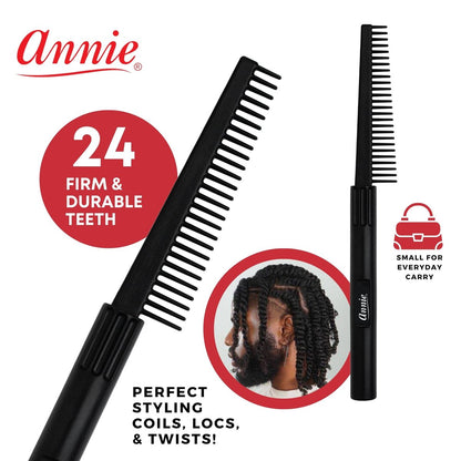 Annie Twist Comb #10 – Black Plastic Hair Comb for Styling & Detangling