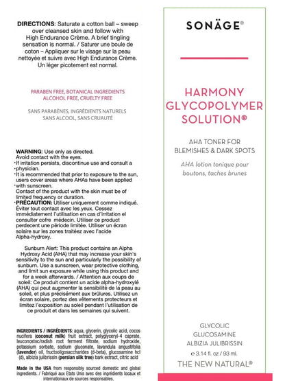 Sonage Harmony Glycolic Peel: Pro Spa Strength Exfoliation for Glowing Skin | 8 Fl Oz