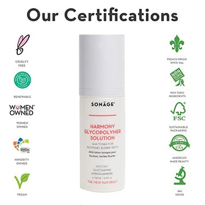 Sonage Harmony Glycolic Peel: Pro Spa Strength Exfoliation for Glowing Skin | 8 Fl Oz