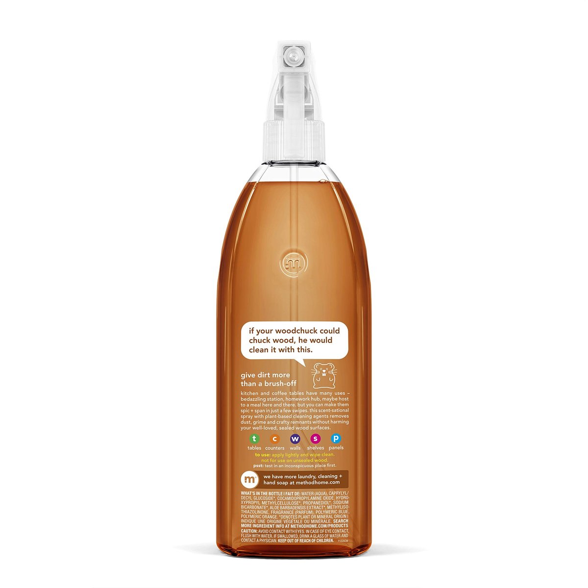 Method Daily Wood Cleaner, Almond, 28 oz Spray Bottle - Gentle Wood Surface Cleaner for Shelves, Tables & More - görsel 3