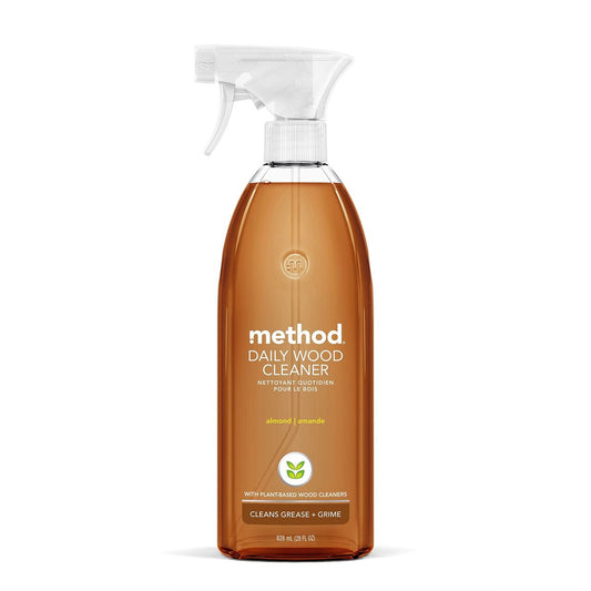 Method Daily Wood Cleaner, Almond, 28 oz Spray Bottle - Gentle Wood Surface Cleaner for Shelves, Tables & More