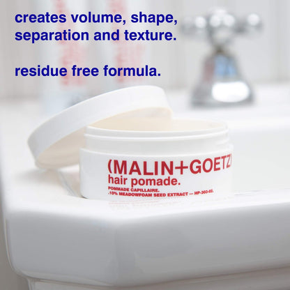 MALIN+GOETZ Hair Pomade – Firm Hold Styling for Volume, Shape & Texture – Beeswax, Meadowfoam, Cannabis & Soybean Oils – Tames Flyaways + Smooths Ends – Vegetarian & Cruelty-Free (2 oz) Avelisse