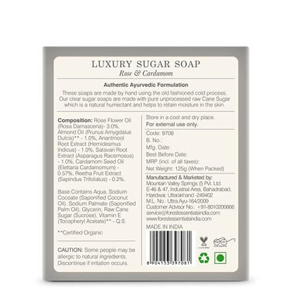 Forest Essentials Luxury Sugar Soap - Rose & Cardamom 125g