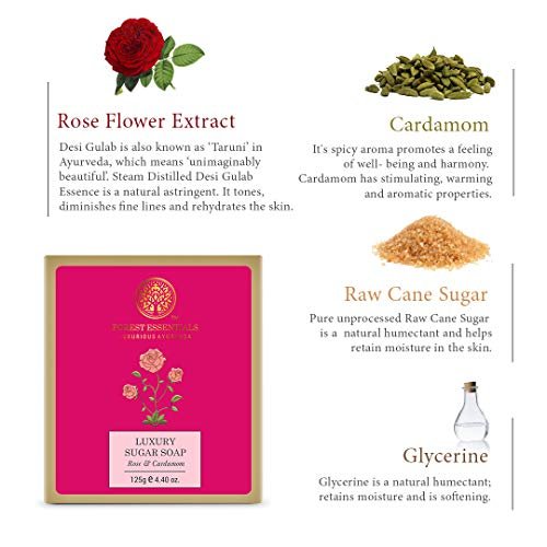 Forest Essentials Luxury Sugar Soap - Rose & Cardamom 125g - görsel 8