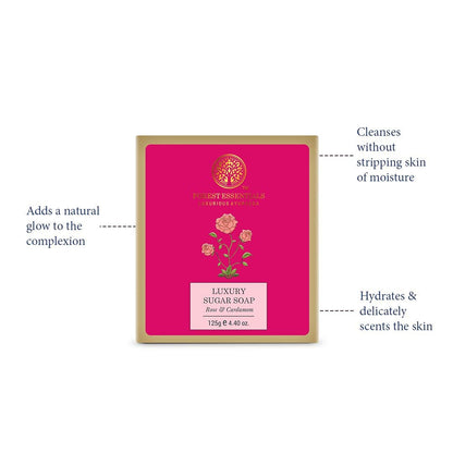 Forest Essentials Luxury Sugar Soap - Rose & Cardamom 125g
