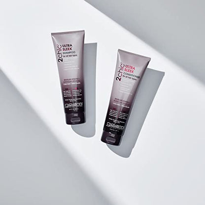 GIOVANNI 2chic Ultra-Sleek Shampoo - Brazilian Phyto-Keratin & Moroccan Argan Oil, Anti-Frizz Formula, 24 oz