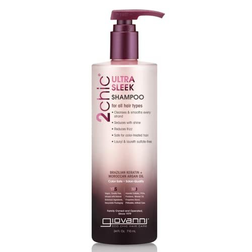 GIOVANNI 2chic Ultra-Sleek Shampoo - Brazilian Phyto-Keratin & Moroccan Argan Oil, Anti-Frizz Formula, 24 oz - görsel 2