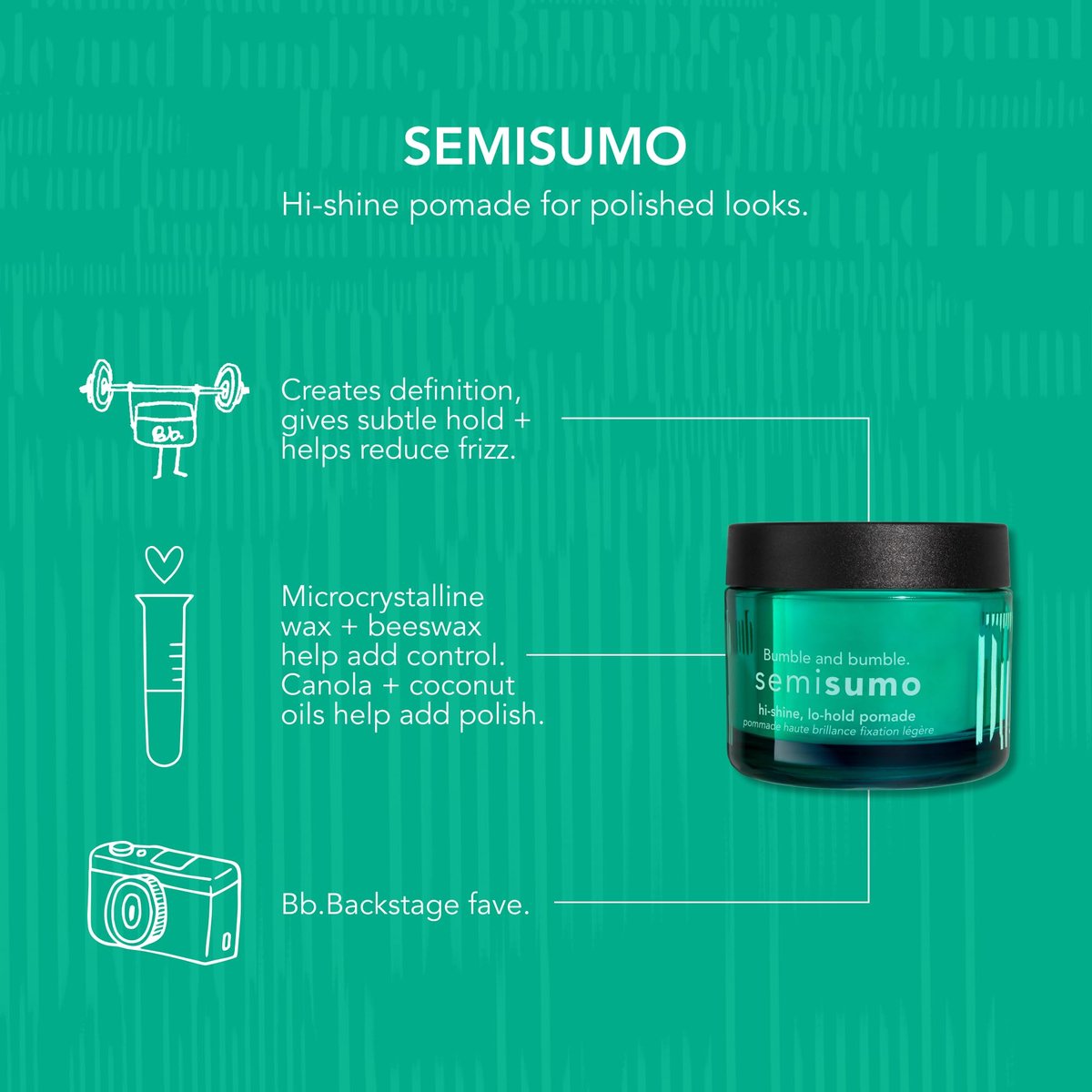 Bumble and bumble. Semisumo Hi-Shine Hair Pomade – Anti-Frizz, Subtle Hold, High-Shine Finish for Curly, Wavy, Straight Hair (1.5 oz) Avelisse