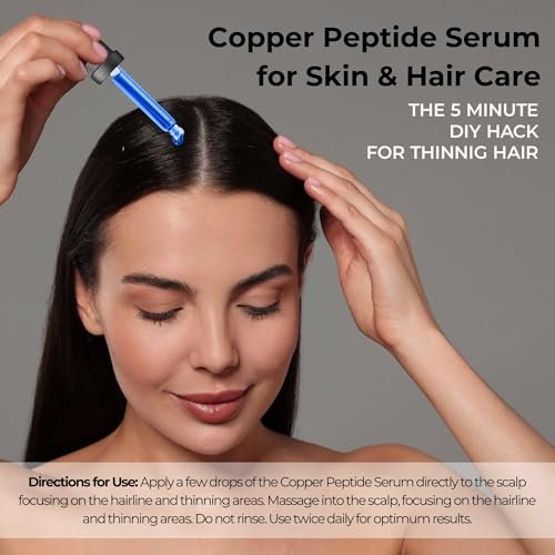 Skin Perfection GHK-CU Copper Peptides Serum for Face & Hair - 1% Blue Liquid Multi-Use Serum Booster with Dropper 0.5 fl oz Avelisse