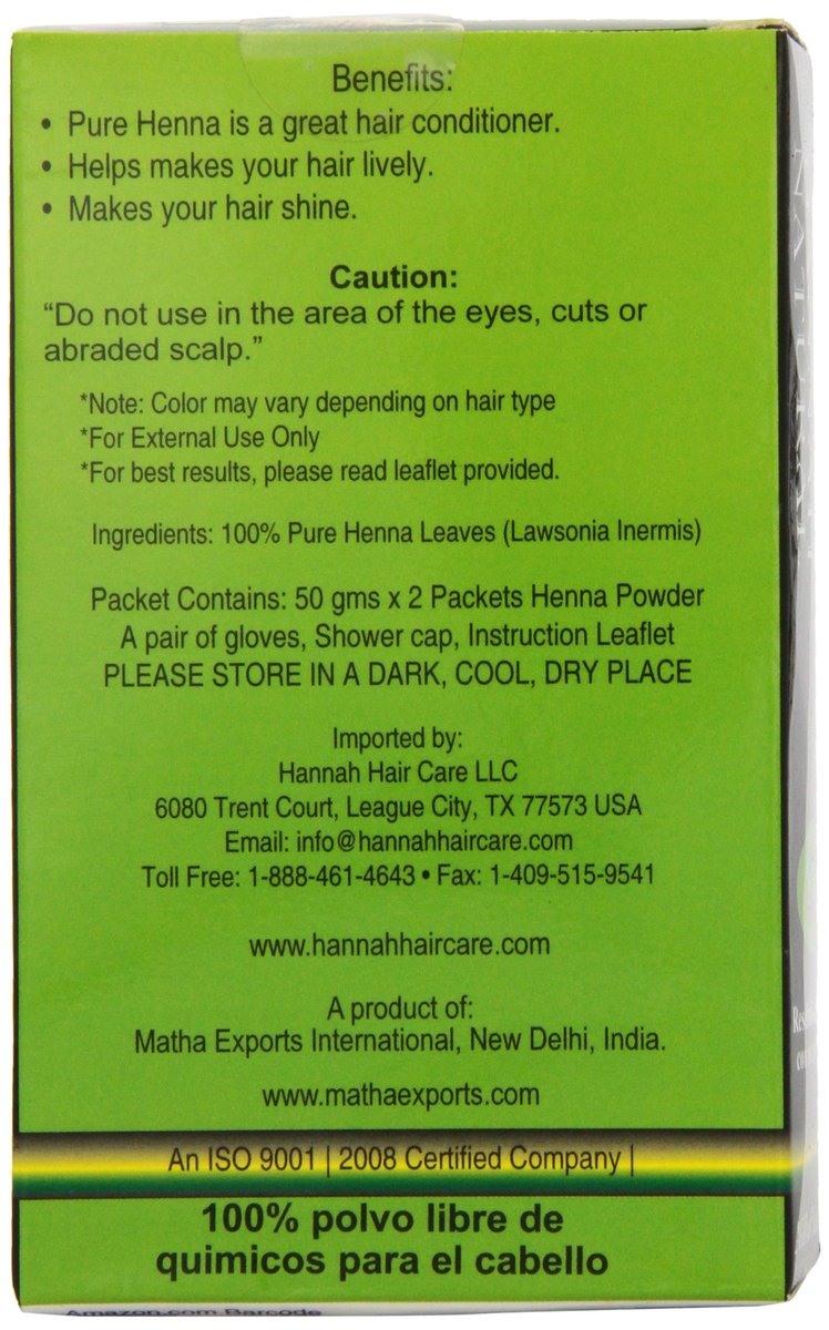 Hannah Natural 100% Pure Henna Powder - Natural Hair Color & Conditioning Treatment (3.52 oz) - görsel 4