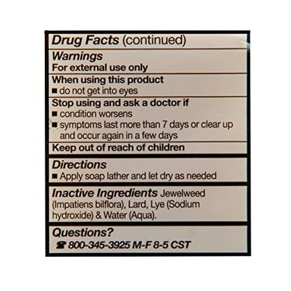 Grandma's Poison Ivy Soap Bar - 2.0 oz Itch Relief Wash with Jewelweed & Colloidal Oatmeal