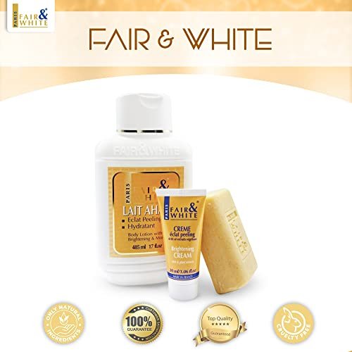 FAIR & WHITE Original AHA Exfoliating Soap - Skin Brightening Bar with Lactic Acid, 200g - Fade Dark Spots on Face, Knees, Body & Armpits Avelisse