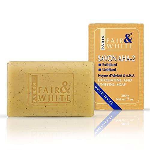 FAIR & WHITE Original AHA Exfoliating Soap - Skin Brightening Bar with Lactic Acid, 200g - Fade Dark Spots on Face, Knees, Body & Armpits Avelisse