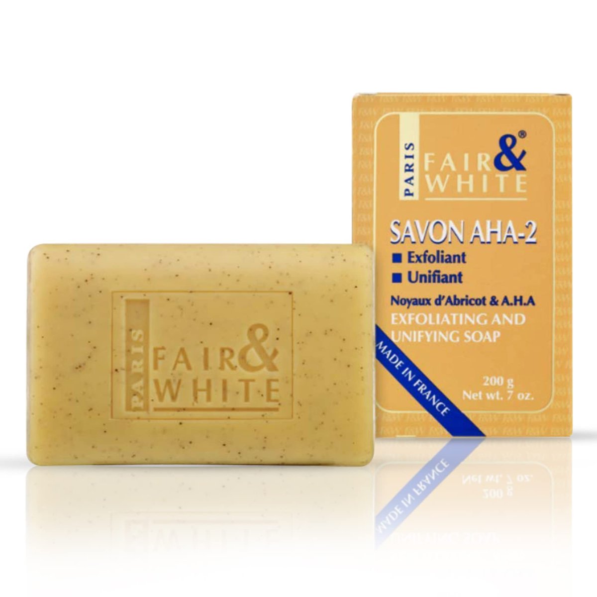 FAIR & WHITE Original AHA Exfoliating Soap - Skin Brightening Bar with Lactic Acid, 200g - Fade Dark Spots on Face, Knees, Body & Armpits Avelisse