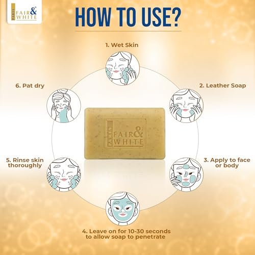 FAIR & WHITE Original AHA Exfoliating Soap - Skin Brightening Bar with Lactic Acid, 200g - Fade Dark Spots on Face, Knees, Body & Armpits Avelisse