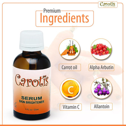 CAROTÏS Brightening Serum 1oz - Fade Brown Spots with Alpha Arbutin Complex & Beta Carotene Avelisse