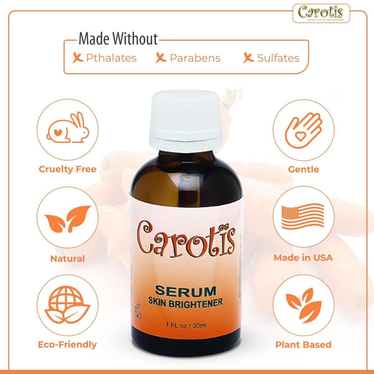 CAROTÏS Brightening Serum 1oz - Fade Brown Spots with Alpha Arbutin Complex & Beta Carotene Avelisse