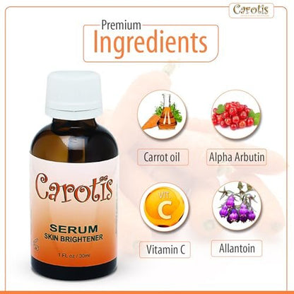 CAROTÏS Brightening Serum 1oz - Fade Brown Spots with Alpha Arbutin Complex & Beta Carotene Avelisse
