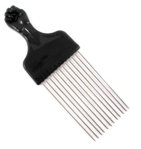 Afro Pick with Black Fist - Titan Metal African American Hair Comb for Natural Hair - görsel 3