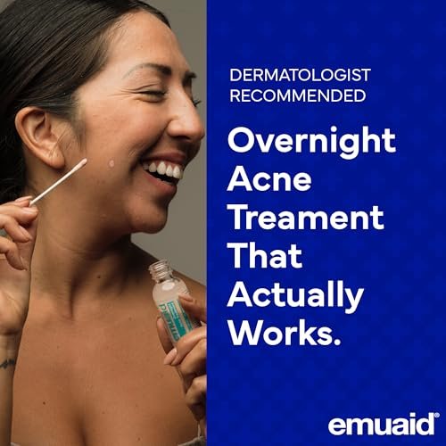 EMUAID Overnight Acne Treatment with Salicylic Acid - Gentle Fast-Acting Solution for Adults & Teens, Clears Stubborn Pimples, Cystic Acne, Blackheads, Rosacea, and Hormonal Breakouts (1 oz) Avelisse