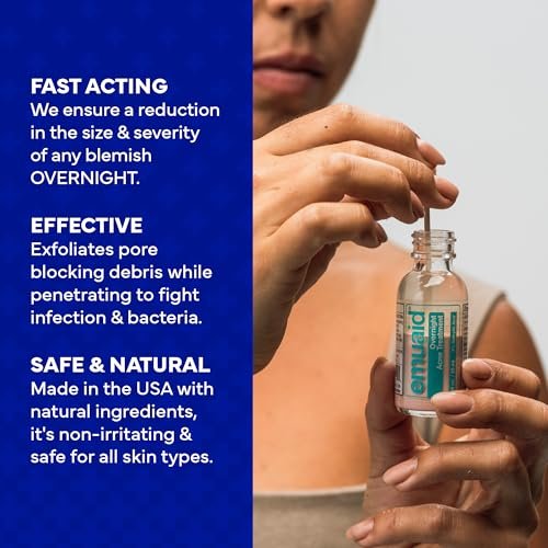 EMUAID Overnight Acne Treatment with Salicylic Acid - Gentle Fast-Acting Solution for Adults & Teens, Clears Stubborn Pimples, Cystic Acne, Blackheads, Rosacea, and Hormonal Breakouts (1 oz) Avelisse
