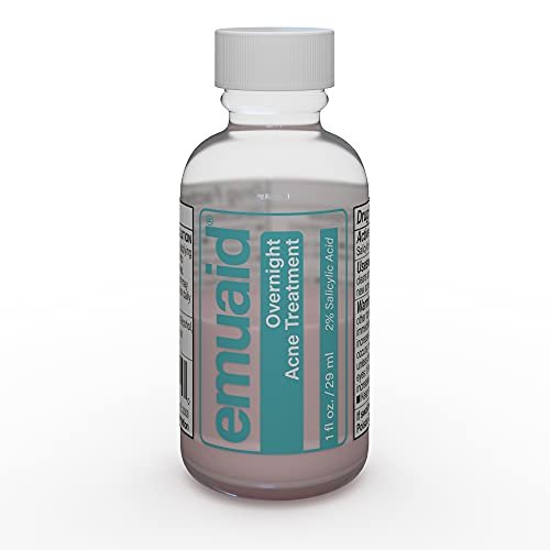 EMUAID Overnight Acne Treatment with Salicylic Acid - Gentle Fast-Acting Solution for Adults & Teens, Clears Stubborn Pimples, Cystic Acne, Blackheads, Rosacea, and Hormonal Breakouts (1 oz) Avelisse