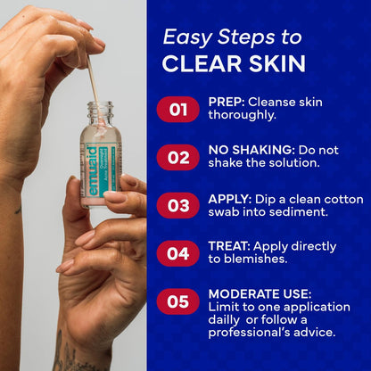 EMUAID Overnight Acne Treatment with Salicylic Acid - Gentle Fast-Acting Solution for Adults & Teens, Clears Stubborn Pimples, Cystic Acne, Blackheads, Rosacea, and Hormonal Breakouts (1 oz) Avelisse