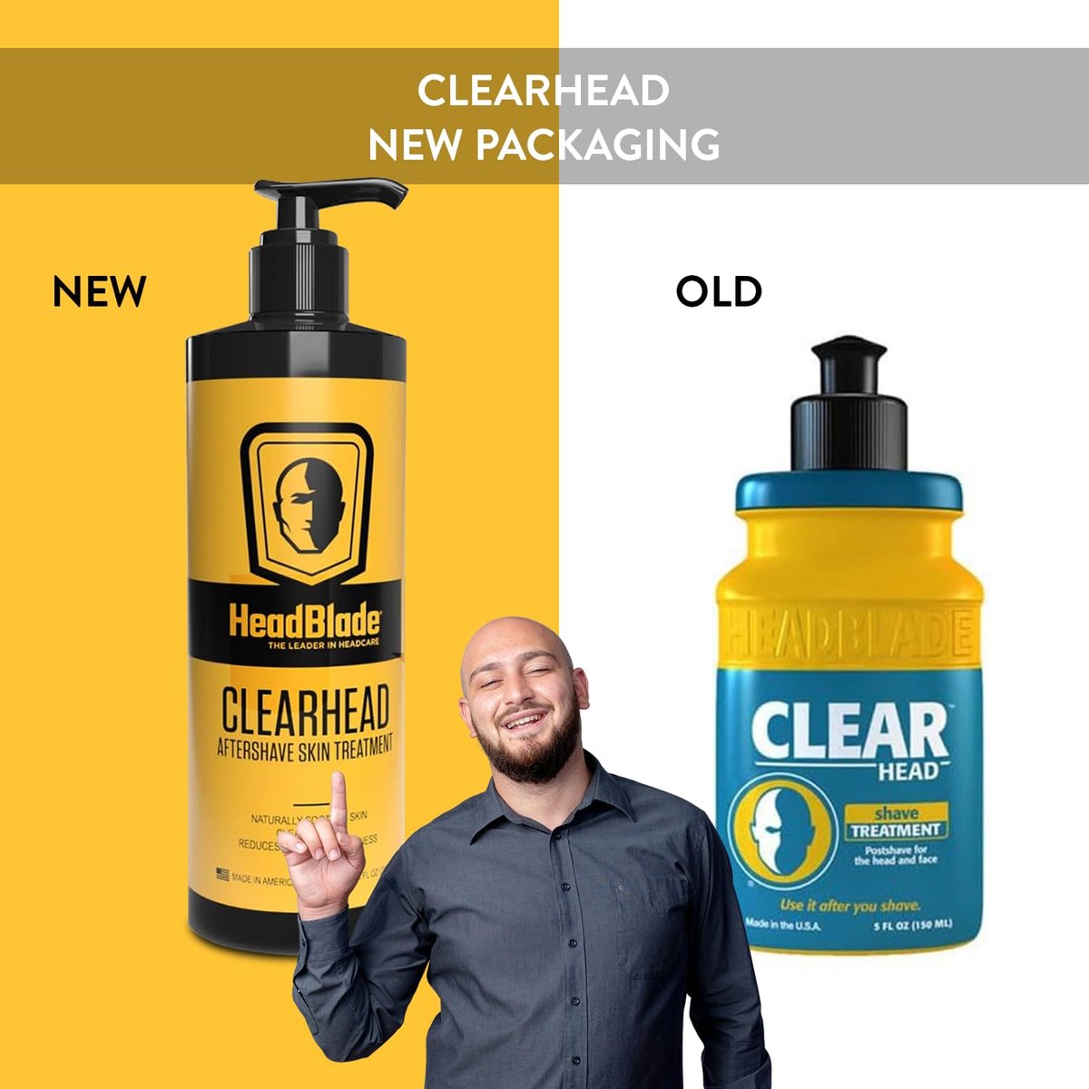 HeadBlade ClearHead Men's Refreshing Post Shaving Aftershave Lotion - 8 oz with Pump, Prevent Ingrown Hair & Irritation Avelisse