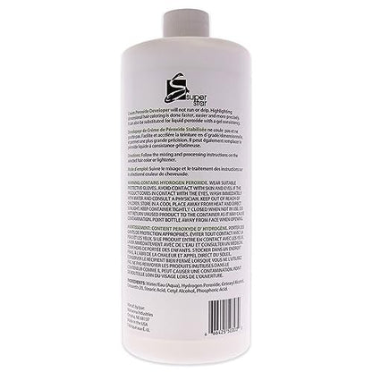 SUPER STAR Stabilized Cream Peroxide Developer 30 Volume, 32 oz - Professional Hair Developer