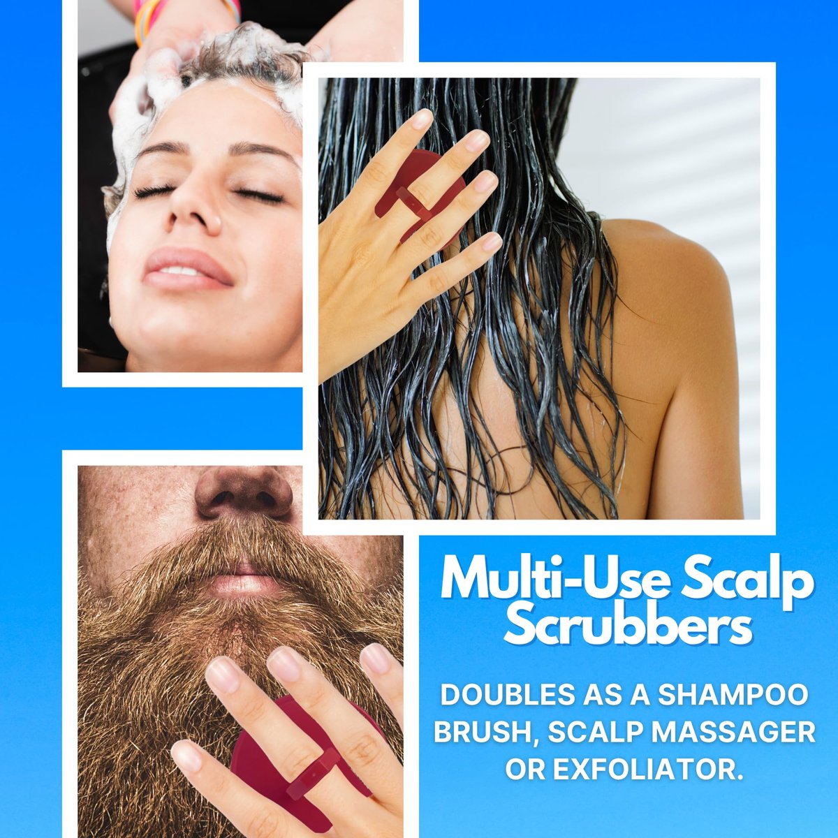 Scalp Massager Shampoo Brush Pack of 2 – Scalp Scrubber for Dandruff Removal, Exfoliating Hair Brush, Wet & Dry for All Hair Types - görsel 3