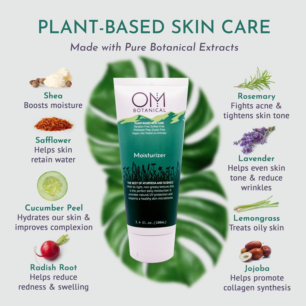 Organic Plant-Based Moisturizer – Ayurvedic, Vegan, pH-Balanced Face & Body Lotion for Deep Hydration & Radiant Skin (4 oz) Avelisse
