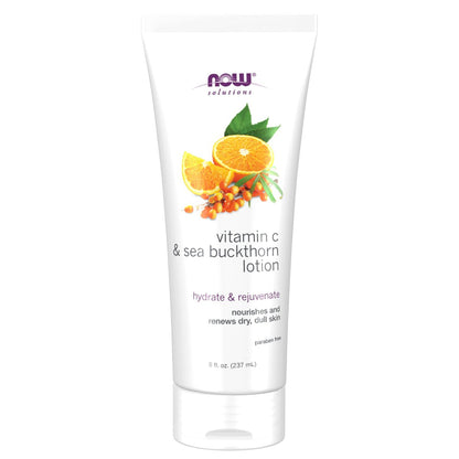 NOW Foods Solutions Vitamin C and Sea Buckthorn Lotion - Hydrates, Repairs and Nourishes Dry Dull Skin, 8 oz Avelisse