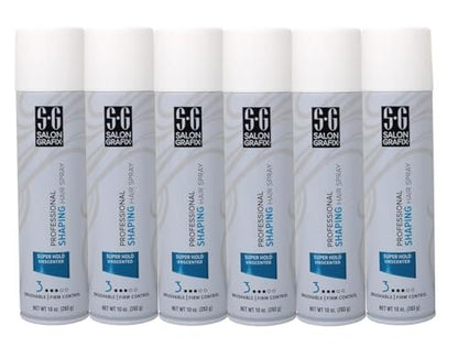 Salon Grafix Super Hold Shaping Hair Spray – Flexible & Brushable Unscented Hairspray for Women and Men – Professional Quality – 10 oz (Pack of 6) Avelisse