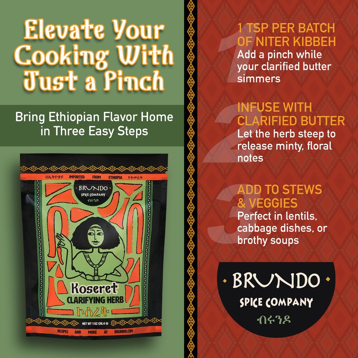 Brundo Market Koseret - Ethiopian Butter Clarifying Herb, Non-GMO & Organic, 2 oz - görsel 13