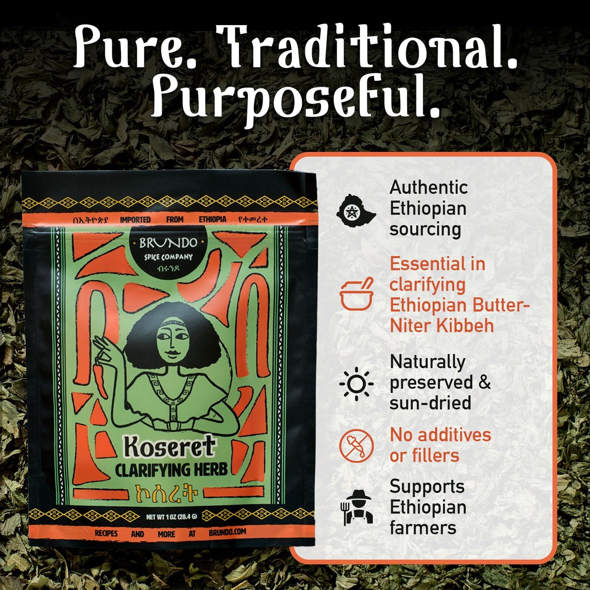 Brundo Market Koseret - Ethiopian Butter Clarifying Herb, Non-GMO & Organic, 2 oz - görsel 7