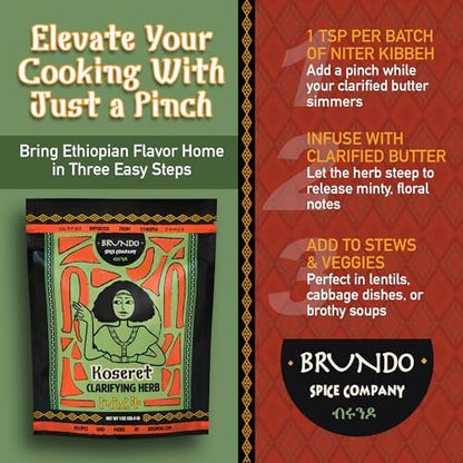 Brundo Market Koseret - Ethiopian Butter Clarifying Herb, Non-GMO & Organic, 2 oz