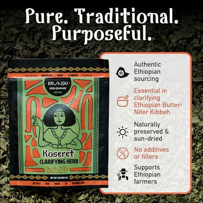 Brundo Market Koseret - Ethiopian Butter Clarifying Herb, Non-GMO & Organic, 2 oz